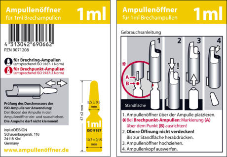 Ampullenöffner für 1 ml Ampullen. Gebrauchsanleitung. 