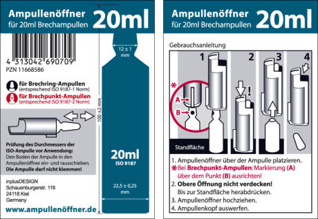 Ampullenöffner für 20 ml Ampullen. Gebrauchsanleitung. 